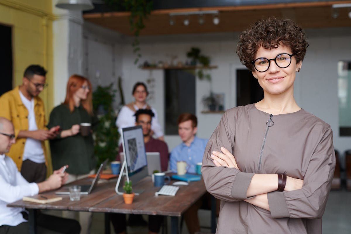 Business professionals in a modern office