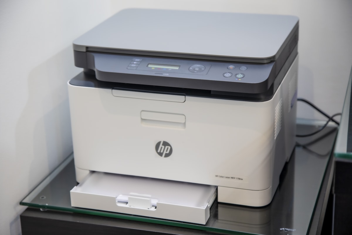 Business professional reviewing copier lease contract